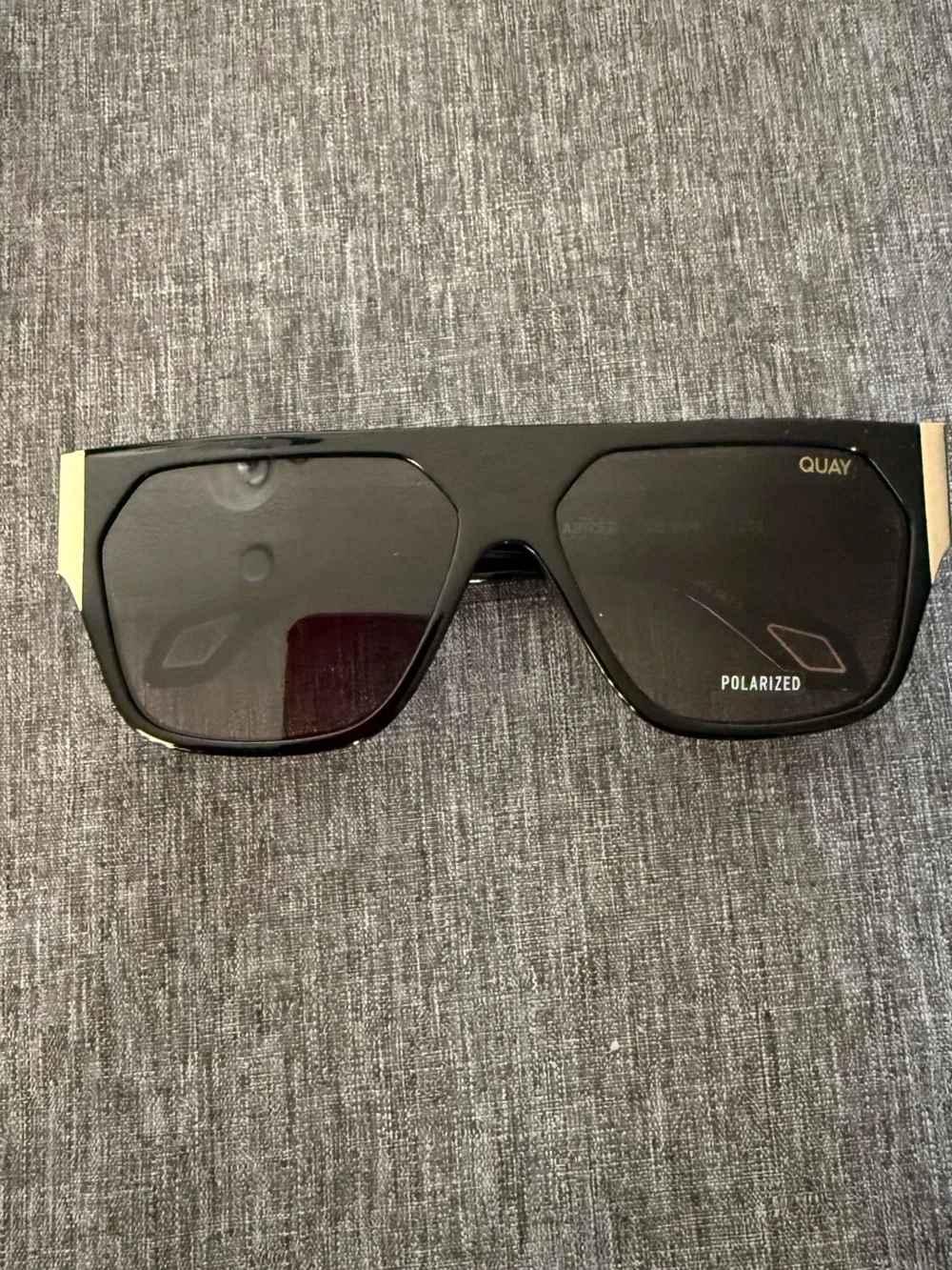 Quay Australia Black Sunglasses with Gold Logo Accent